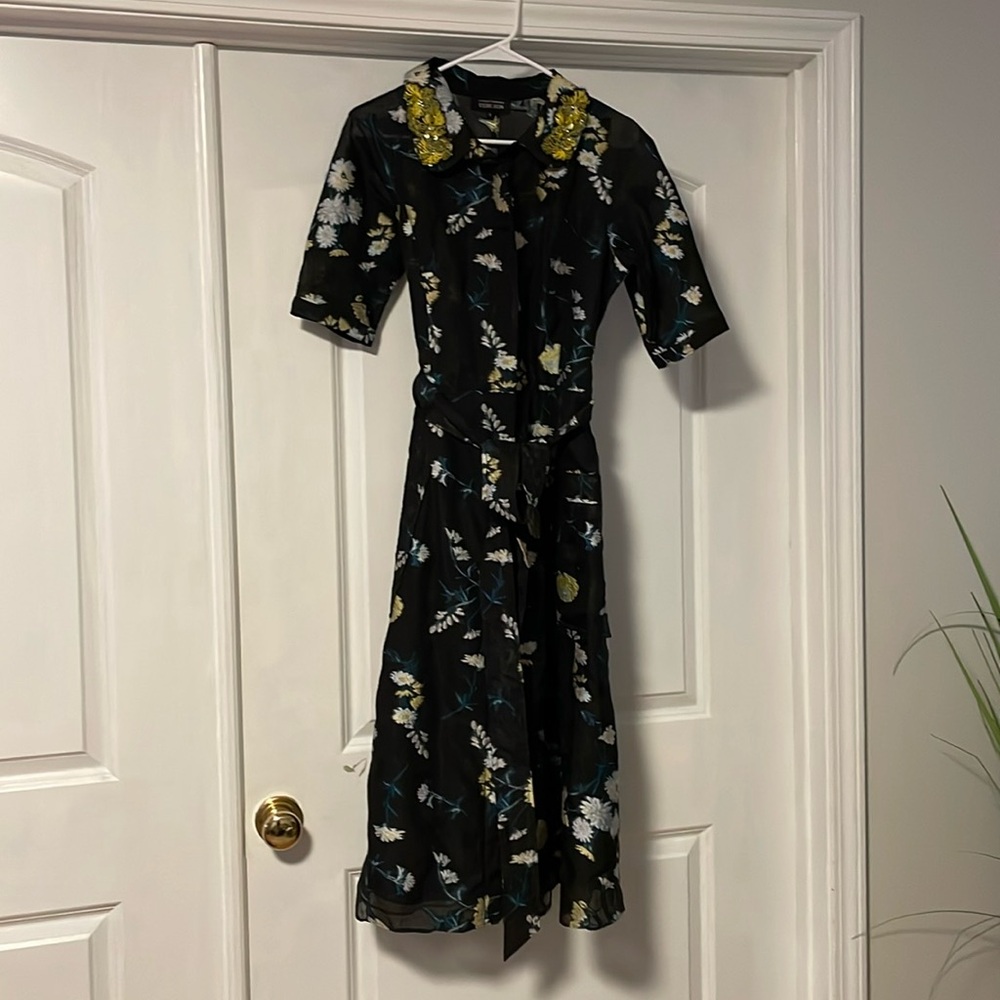 Rickie Freeman for Teri Jon Black Floral Dress